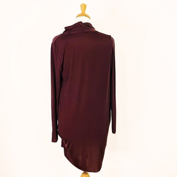 AllSaints Amei Burgundy Long Sleeve Draped Dress - Picture 3 of 7